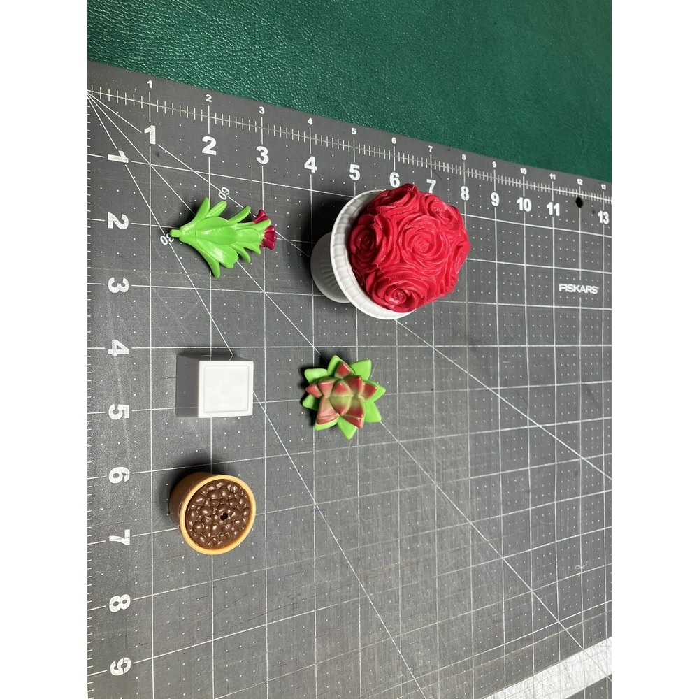 3 Pots Of Red Roses Cactus Flowers for American Girl Accessories Doll Play‎ 3"